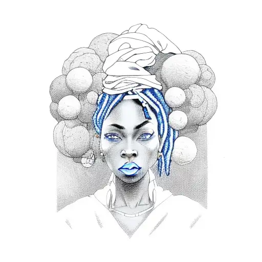 Black Woman With Dreads With Blue Bandana Around Her Head
