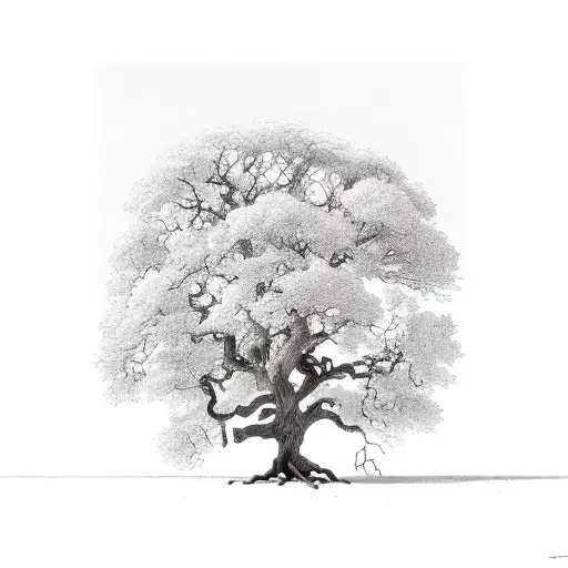 Robust Oak Tree Rooted In Rocky Terrain