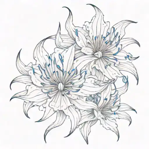 Draw A Sketch For A Full-length Lycoris Spider Flower Tattoo In Asian Style