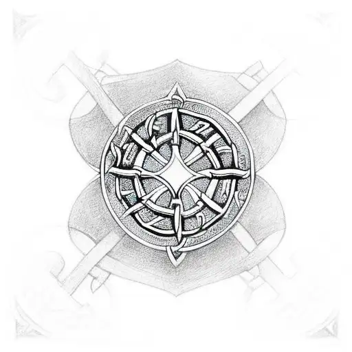 A Celtic Cross Intertwined With Symbols Representing Famous Literary Works