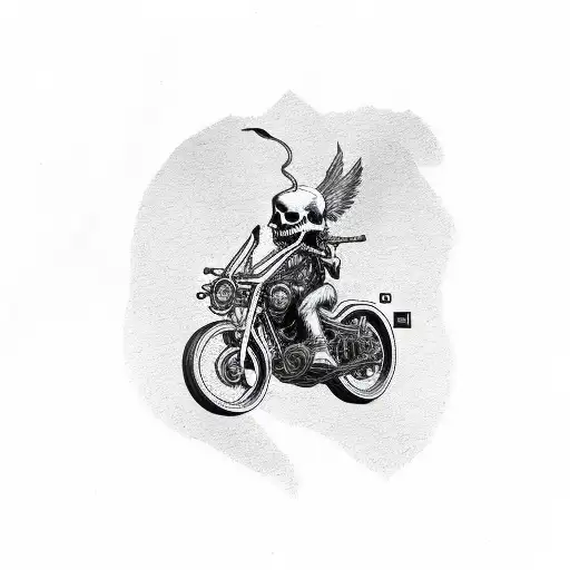 A Skull Wearing A Lithuanian Flag Bandana Riding A Motorcycle
