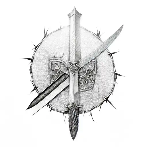 Sword With Barbed Wire As The Blade And Feather As The Guard