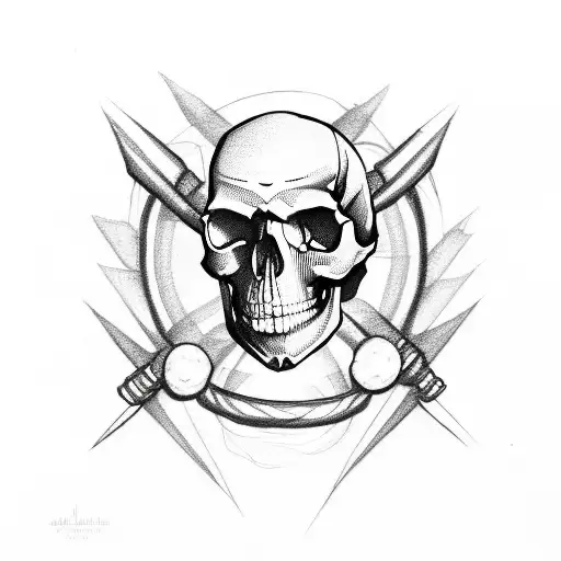 Skull With A Drum Snare And A Star