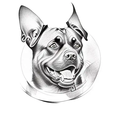 A Blackwork Tattoo Of A Rottweiler Performing A Trick