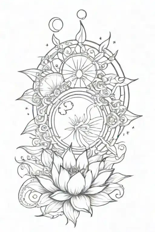 Moon And Sun And Lotus And Star Accents