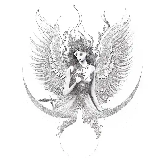 Godess Persephone As Phoenix Rising