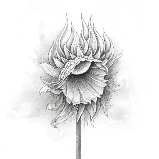 Narcissus Flower Emerging From Fire