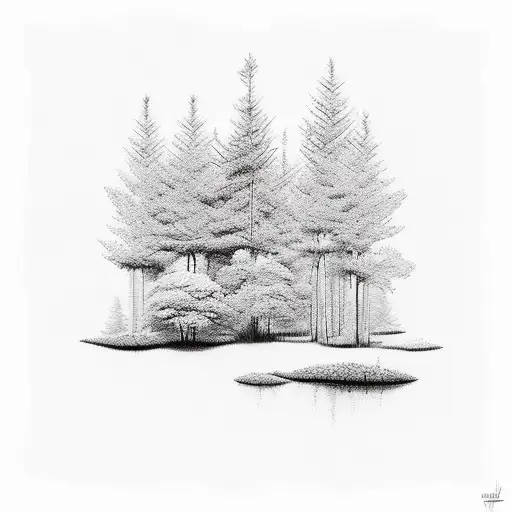 A Serene Forest Scene With A Blanket Pattern Incorporated