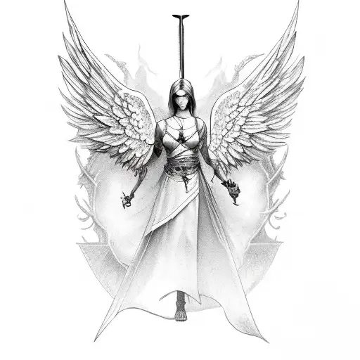 Angel Cut Chest Blood Sword Wings Big Aesthetics