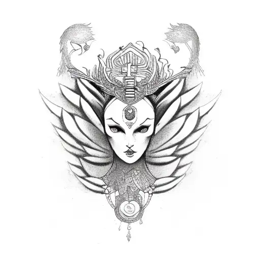 Persephone With Phoenix Headress