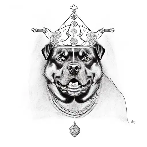 Rottweiler With A Crown And Sheiikh Dress