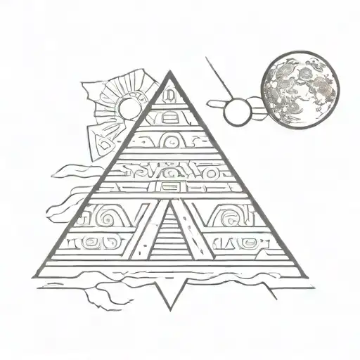 Mexican Aztec Pyramid With Solar Eclipse Moon