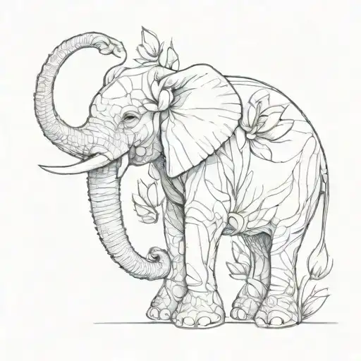 A Surreal Elephant With Tulip Blooms For Ears And Trunk
