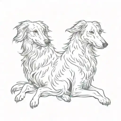 Two Borzoi Dogs Love Each Other