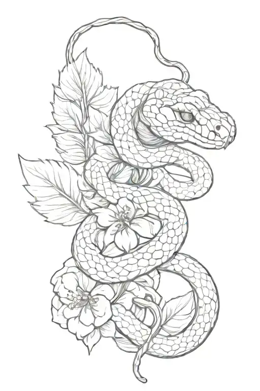 Snake Wrapped Around Single Flower