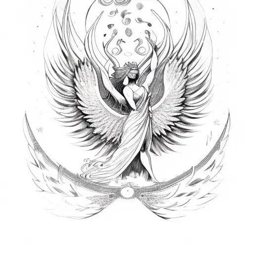 Godess Persephone As Phoenix Rising