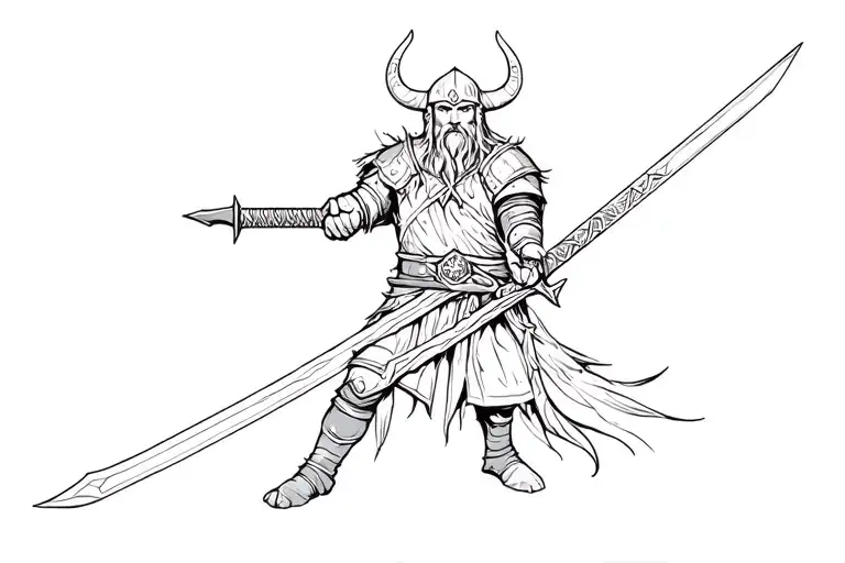 Viking Warrior Wielding A Sword Scotland Arms