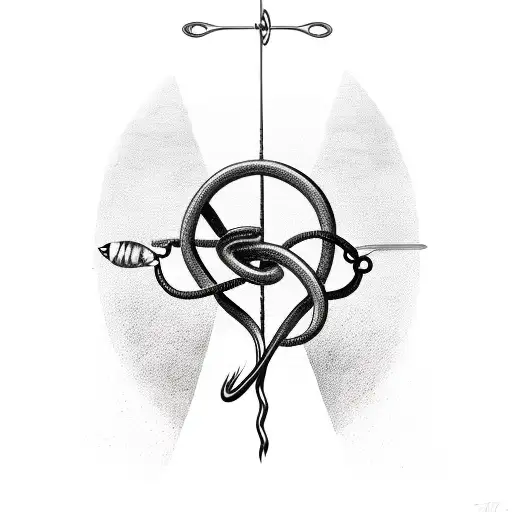 Fishing Hook Intertwined With Cross And Letters Jf