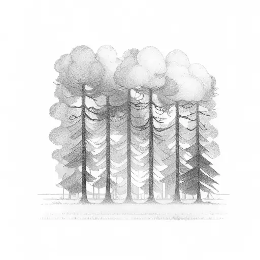 Windy Forest With Rain Clouds Overhead