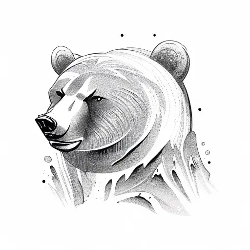 Bear In The Mountain With A Waterfall Behind It