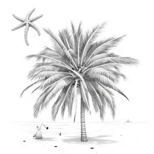 Spongebob At The Beach With Palm Trees