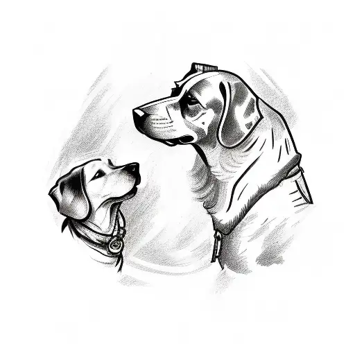 A Sketch-style Tattoo Of A Blacksmith Working On A Forge With A Loyal Dog By Their Side