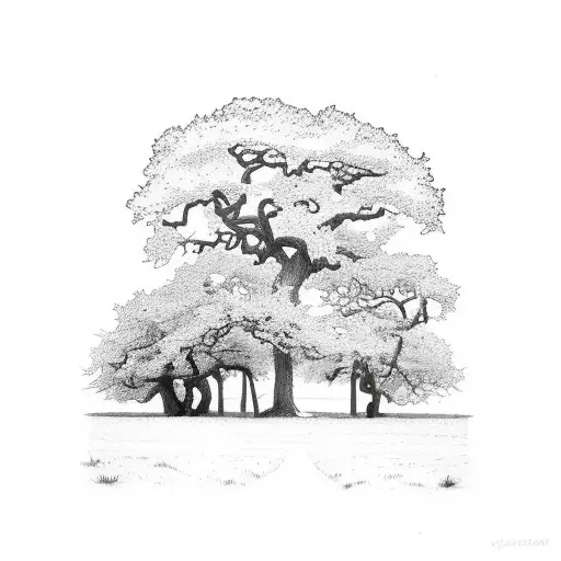 A Small Group Of Oak Trees