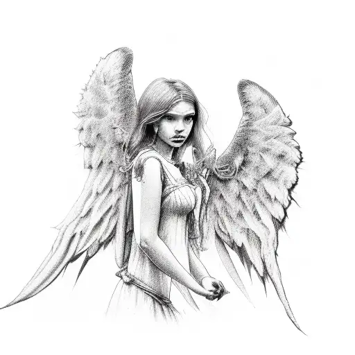 Angel Pulling Up Worn Down Angel