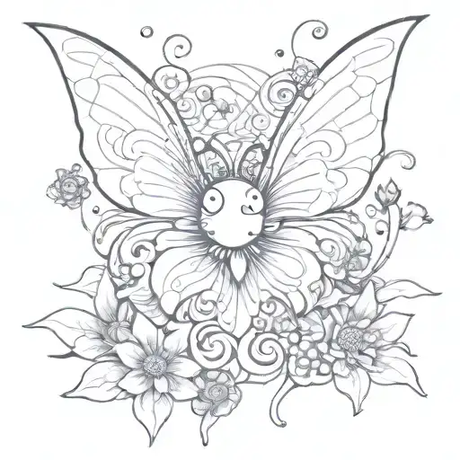 A Whimsical Takashi Murakami Inspired Flower With Bat Wings