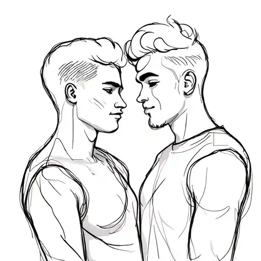 Gay Couple Abstract Lines