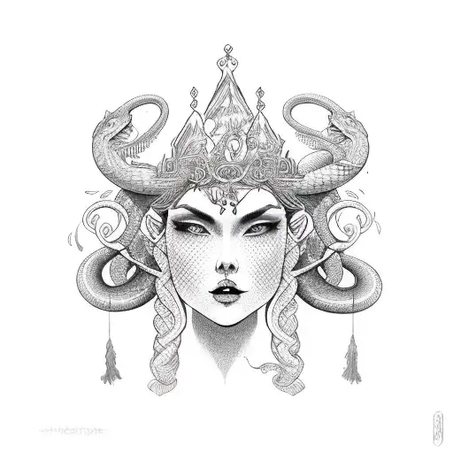 Moon Goddess With A Snake Crown