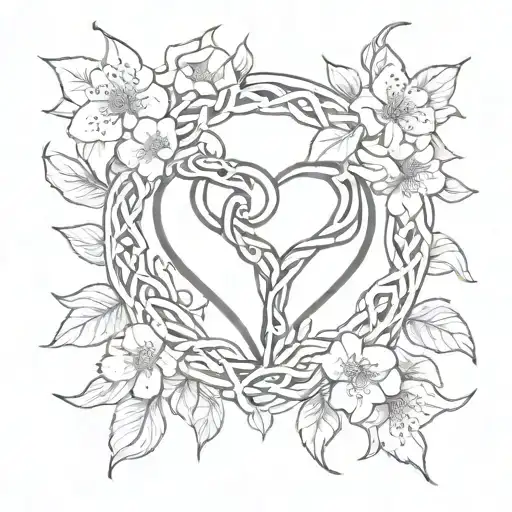 Celtic Hidden Heart With Apple Blossom Flower