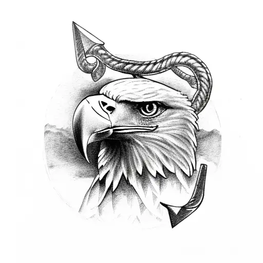 Eagle On An Anchor And Ship