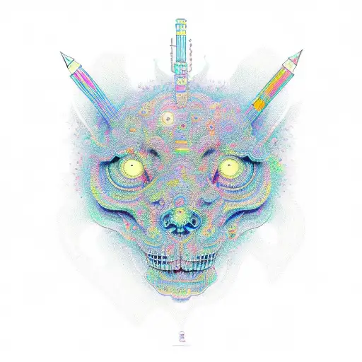 Colorfullpsyclocin Chemical Structure With Psychedelic Undertone In Doodle Art Style