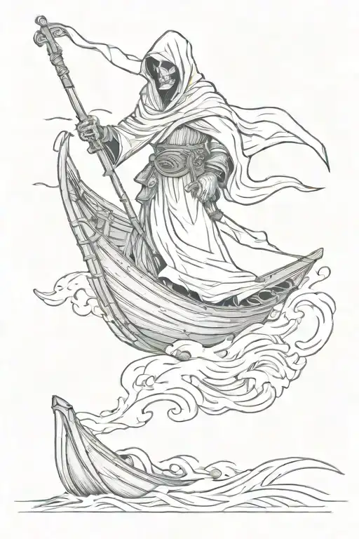 Grim Reaper On A Boat With Waves