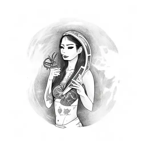 A Latina Girl Holding A Vinyl Record With A Scorpion Tattoo On Her Arm