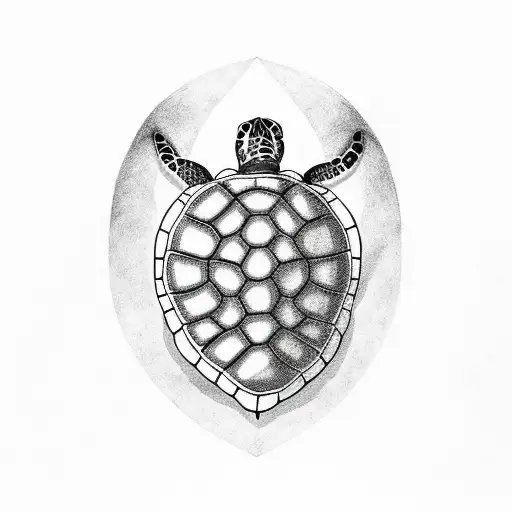 Turtle With Cancer Ribbon In Shell