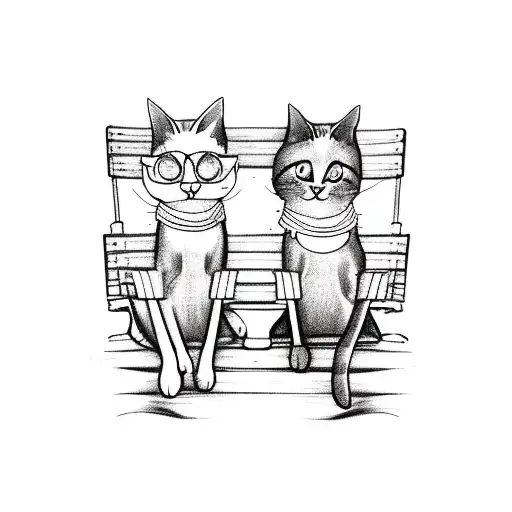 Two Cats Sitting On Wooden Beach Chairs Holding Margaritas By The Beach