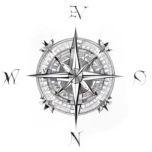 A Compass Rose Intertwined With Intricate Storytelling Symbols