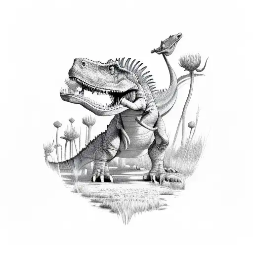 Dinosaur Surrounded With Prairie Smoke