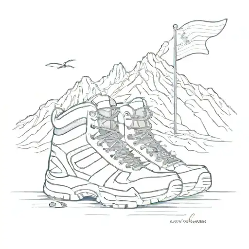 Afghan Mountains With Soldier Boots And Dog Tag At The Bottom