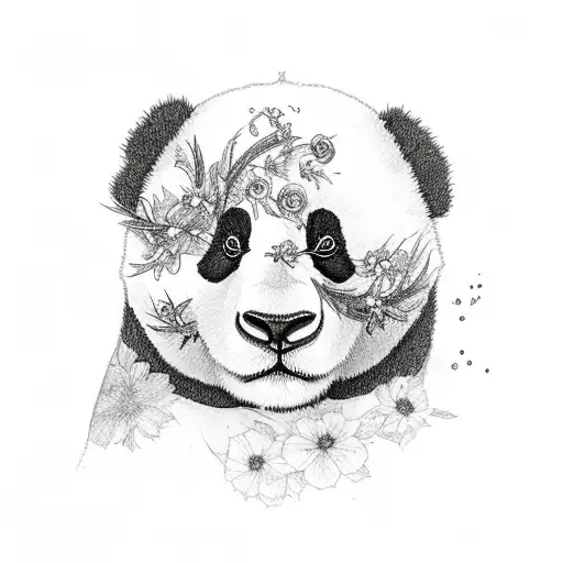 Flower With Panda And Galaxy