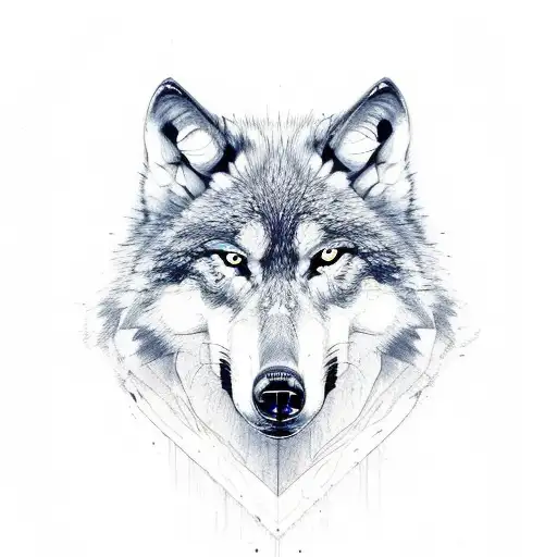 Wolf And Rose With Skull