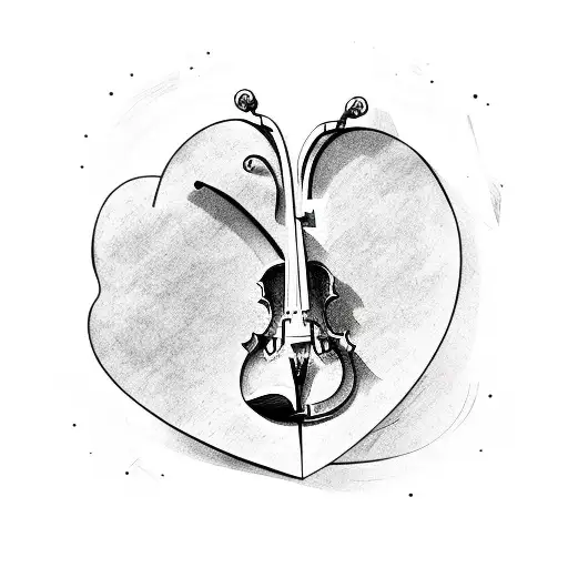 A Heart On Background And A Violin Key In Foreground