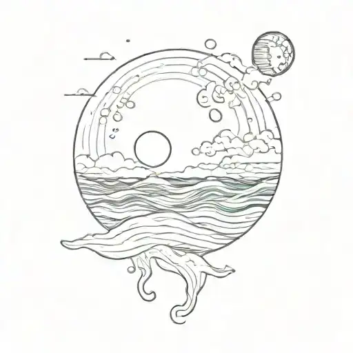 Detailed Full Moon Over A Little Bit Of Blue Waves With No Borders