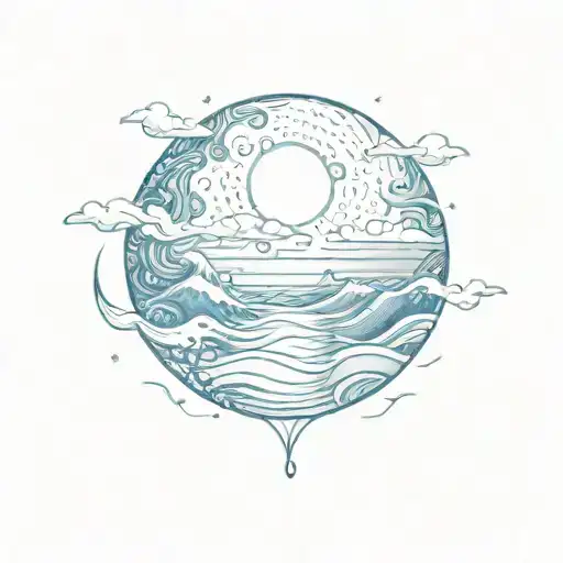 Detailed Full Moon Over A Little Bit Of Blue Waves