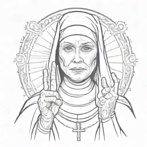 Portrait Of A Nun Showing The Middle Finger