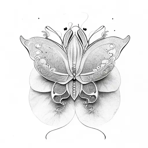 Half Butterfly Half Lotus Flower