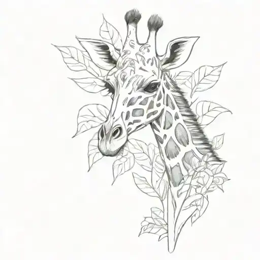 Giraffe In Leaf Outline