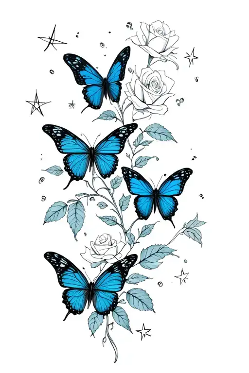 Butterflies And Roses And Stars